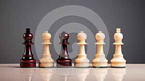 Wooden chess pieces on a gray background. The concept of leadership. Generative AI