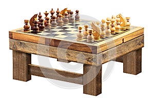 Wooden chess on table isolated