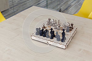 wooden chess on a wooden table