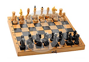 Wooden chessboard with chessmen