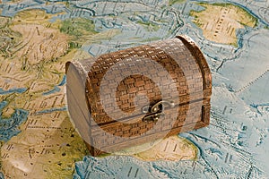 Wooden chest on the map