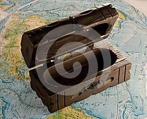 Wooden chest on the map