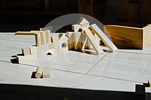 Wooden children`s construction kit. Toys made of eco-friendly material