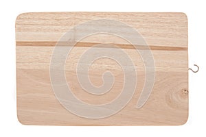 Wooden Chopping board isolated on white background. Close up. To