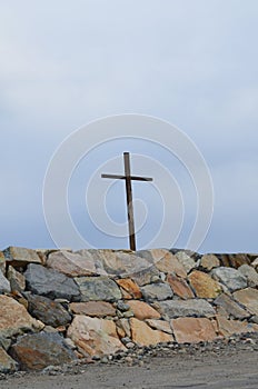 Wooden Christian Cross at Scituate Light