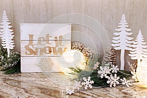 Wooden Christmas let it snow sign