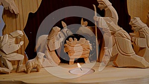 Wooden Christmas nativity scene