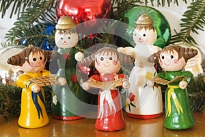Wooden christmas ornaments photo