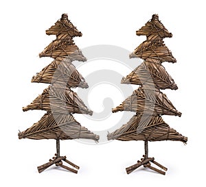 Wooden christmas tree isolated on white background, Clipping path included