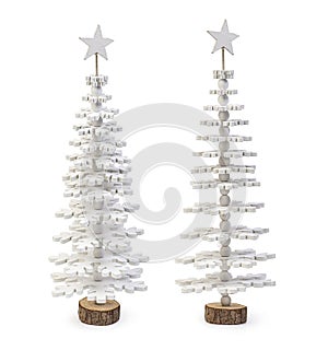 Wooden christmas tree isolated on white background, Clipping path included