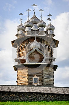 Wooden church at Kizhi under reconstruction