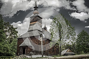 Wooden church in museum Lubovna, Slovakia