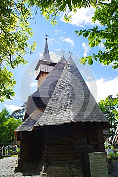 The wooden church`Nativity of the Virgin` in Ieud Hill, the oldest wood church in Maramures.