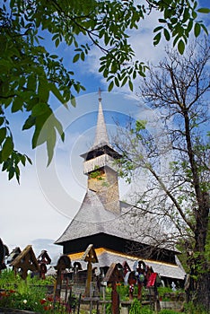 The wooden church`Nativity of the Virgin` in Ieud Hill, the oldest wood church in Maramures.