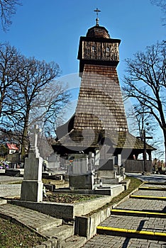 Wooden church in Petrovice u Karvine with cemetery
