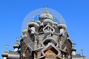 Wooden church Pokrovskaya church, St. Petersburg, Russia.