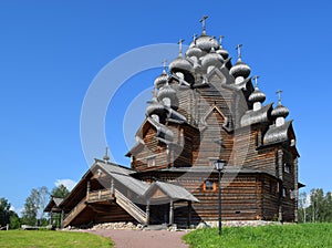 Wooden church (Pokrovskaya church), St. Petersburg, Russia.