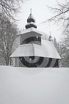 Wooden Church of the relics of St. Nicholas in a village Ruska Bystra, Slovakia