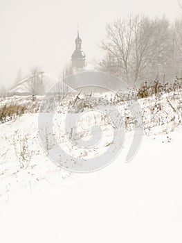 Wooden church and residential building