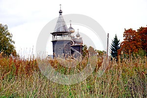 Wooden church in russian countryside