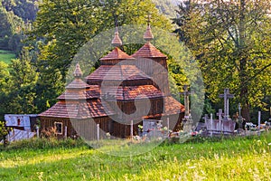 Wooden church of Saint Michael the Archangel in Prikra during summer