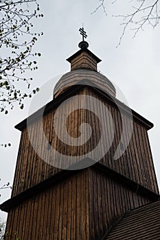 Wooden church of Saints Cosmos and Damian in a village Vysny Komarnik, Slovakia