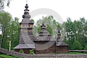 Wooden church in the Shevchenko Grove in Lviv, Ukraine