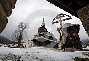 Wooden church of St Michael the Archangel in Rusky Potok, Slovakia