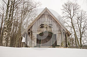 Wooden church in Usma, Latvia