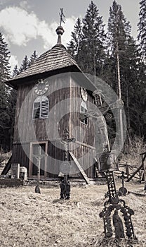 Wooden church at village Cierny Vah, Slovakia