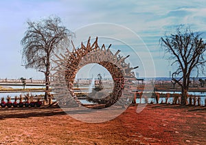 Wooden Circle at the Love Lakes Dubai