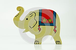 Wooden Circus Elephant on White