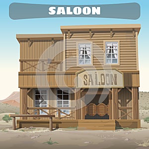 Wooden classic saloon in wild West, story series