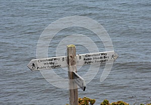 Wooden Cleveland Way Placard and Way Marker