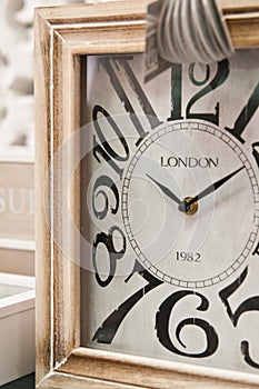 Wooden clockface with London inscription