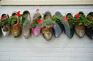 Wooden clogs with flowers