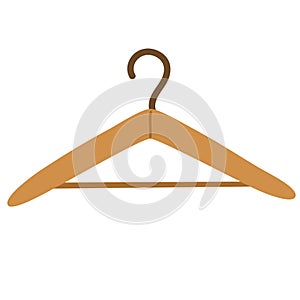 Wooden clothes hanger. Apparel accessory for hanging top and bottom garments.