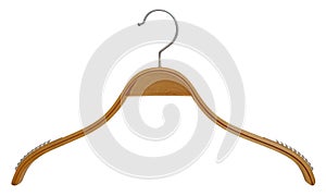 Wooden Clothes Hanger with Rubber Ridges isolated on White Background with Clipping Path
