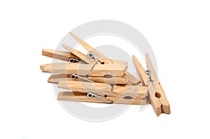 wooden clothes pegs isolated