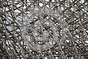 Detail of complex wooden coaster structure