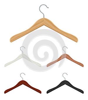 Wooden coat hanger for clothes. Vector illustration.