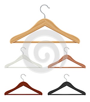 Wooden coat hanger for clothes. Vector illustration.