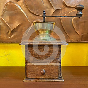 Wooden coffee mill grinder