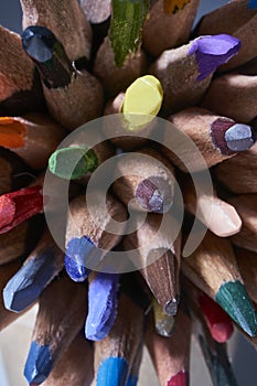 Wooden color pencils in bright colors for drawing