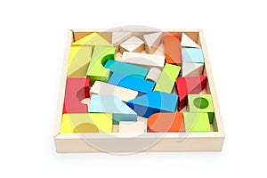 Wooden colored blocks on a white background. Isolated