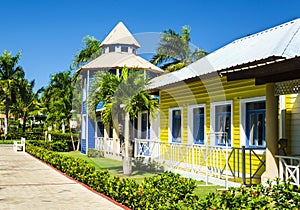 Wooden colored houses very popular in Caribbean, ideal for holidays