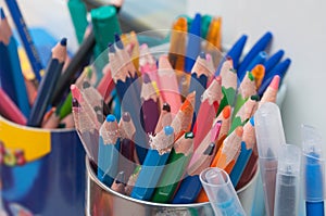 Wooden Coloring pencils at nursery school