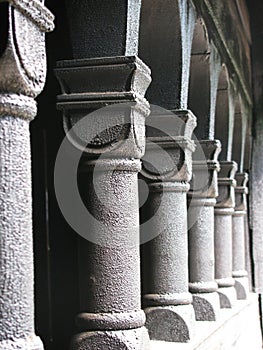 Wooden columns at the Gol Stave Church, Norway