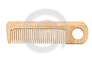 Wooden comb for hair Isolated on white background