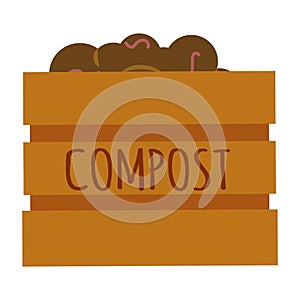 Wooden compost box full. Vector